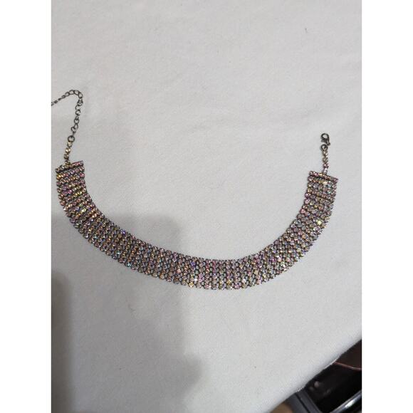 Vtge Aurora Crystal Choker 6 rows Flashed All Kinds Of Color.Kneck Size 15" - Picture 11 of 16